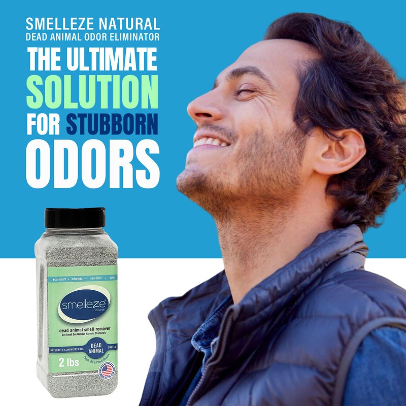 SMELLEZE Natural Dead Animal Odor Removal 2 lbs Granules: Eliminate Dead Rat, Mice, Squirrel, Chipmunk, Raccoon & Bat Smell. Safe for Indoor & Outdoor Use - Image 2